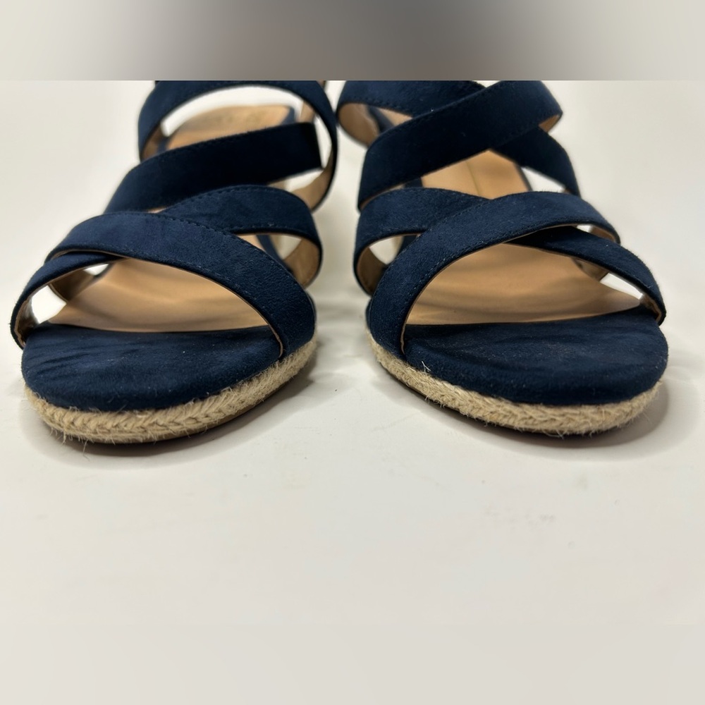 DV8 Dolce Vita Blue Suede Open Toe Strappy Espadrille Wedge Sandal Size 8.5 - Picture 9 of 12